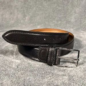 A. Testoni Black Leather Belt 42/105 Handmade Italy Solid Brass Silver Buckle   - Afbeelding 1 van 9