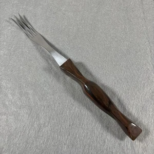 Cutco 1726 Turning Serving Fork 3 Tine Prong Vintage Brown Orange Swirl USA 80's - Picture 1 of 11