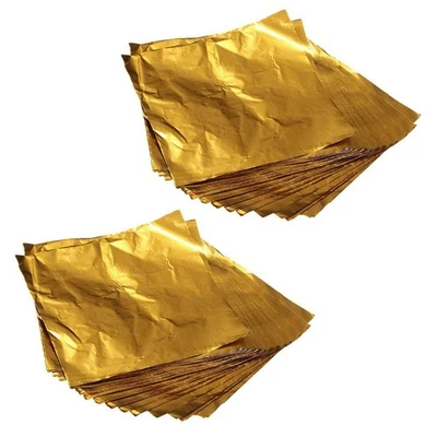 200Pcs Square Sweets Candy Chocolate Lolly  Aluminum Foil Wrappers Gold V6A8 - Image 1 of 4