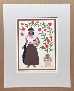 Carlos Mérida Silkscreen Print, "Criolla de Costa Chica" in 16x20 Mat, 1945 - Picture 1 of 4