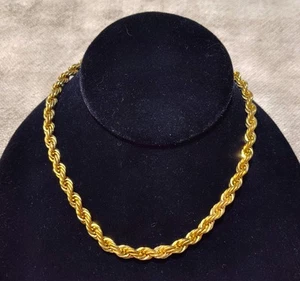 Vintage 14" Napier Choker Necklace Gold Tone Thick Rope 6mm 32g Shiny Great Cond - Picture 1 of 7
