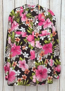 Tommy Bahama 100% Silk Floral Shirt Women’s Size XL Pink Orange Aloha Button Up - Picture 1 of 6