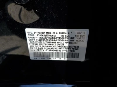 Wash Reservoir Passenger Side Fits 06-14 RIDGELINE 3610755 Foto 1 de 4