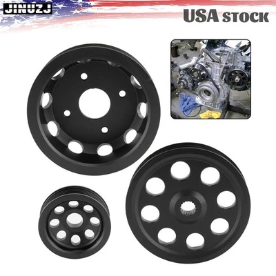 3PCS Underdrive Crank Pulley Kit For Nissan 240SX S14 S15 SR20 1989-1998 Black - Image 1 of 4
