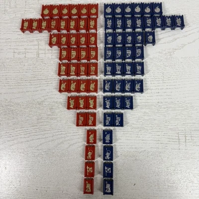 1977 Stratego Board Game Replacement Plastic Pieces Lot of 80 Blue Red Complete - Image 1 of 4