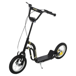 HOMCOM Kids Stunt Scooter with 12" Rubber Tyres, Adjustable Handlebar, Black - Picture 1 of 11