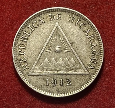 Nicaragua 5 Centavos 1912 H Copper-Nickel Coin KM#12 T9002 - Image 1 of 2