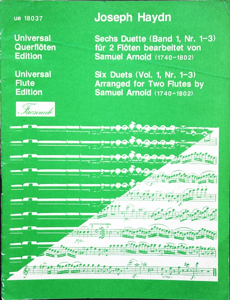 Haydn Six Duets Vol 1 nr. 1-3 arranged for 2 flutes by Samuel Arnold - Image 1 of 1