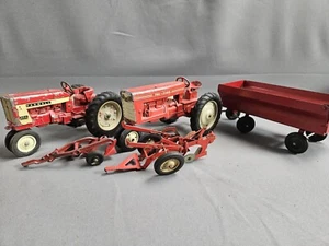 Vintage 1950's TRU-SCALE Pressed Metal ~ FARMALL 404 Farm Tractor Toys W/ Pulls - Picture 1 of 18