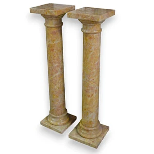 Pair Of Columns In Yellow Marble Royal Italian Interior Design H 100Cm - Picture 1 of 2