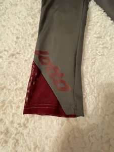 Lotto ITALIAN SPORT DESIGN Women's Leggings GRAY/MAROON MESH ACCENT  SMALL - Picture 1 of 7