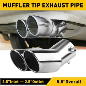Car Rear Dual Exhaust Pipe Tail Muffler Tip Auto Accessories Replace Chrome AAA - Picture 1 of 10
