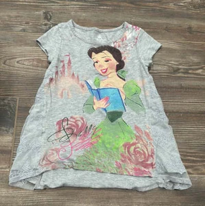 Girls Size Medium Disney - Beauty and the Beast - Belle - Grey Shirt - Good Used - Picture 1 of 3