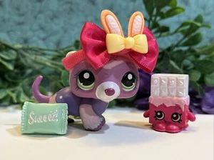 Littlest Pet Shop 1700 LPS authentisches Frettchen lila grüne Augen LPSO - Bild 1 von 5