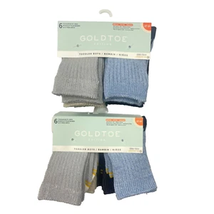 2-GOLDTOE Toddler Crew Boy 6-pack Socks 2T-3T - Picture 1 of 8