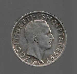1935 Albanien Münzen 1FR.AR. Ag 5Gr.Siehe das Bild. K3 - Bild 1 von 2