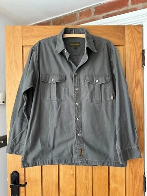 TIMBERLAND Shirt Mens M Medium Heavy Chore Jacket Grey Fits L Large Button Up - Image 1 of 4