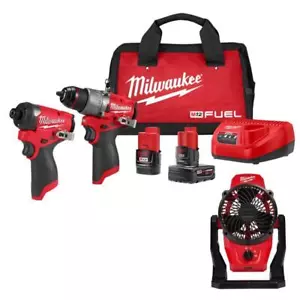 Milwaukee Subcompact Drill, Impact Driver, Fan Kit 12V Li-Ion Brushless Cordless - Picture 1 of 10