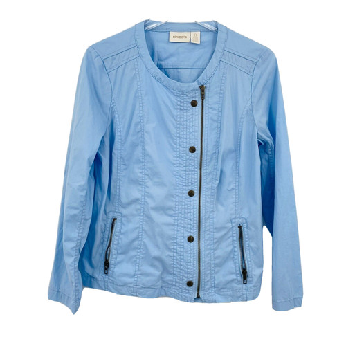 VETEMENTS Giacca utility leggera Chico's taglia 0 small blu manica lunga zip casual