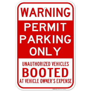 Permit Parking Only Warning Sign, - Picture 1 of 86