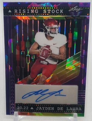 2022 Leaf Valiant Rising Stock Jayden De Laura RS-JDL Purple Crystals #3/10 RC - Image 1 of 3