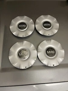 2001-2006 MINI R50 Wheel Center Hub Caps 4x Silver 15" R93 Cabrio R52 2004-2008 - Picture 1 of 12