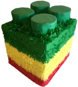 14" Tall Building Block Pinata Yellow Red Green For Building Blocks Themed Birth - Picture 1 of 6