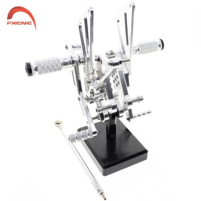 Silver For SUZUKI GSXR1000 K7 K8 2007-2008 CNC Adjustable Rearset Footpeg Pedal - Image 1 of 4