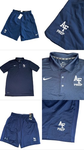 Nike UA NEW AF Prep Polo Shirt Pantaloncini Uomo Medium Air Force Academy Prep Lotto 3pz