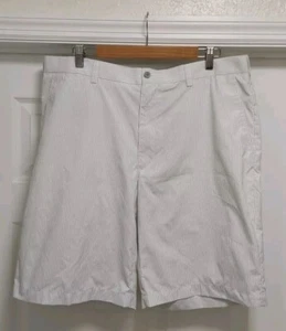 PGA Tour Golf Shorts Men’s Size 38 White Gray Striped Soft Pockets Casual Summer - Picture 1 of 14