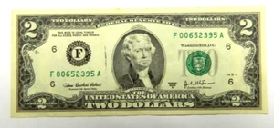 US 2 DOLLAR BILL CIRCULATED- series 2003A- LOW NUMBERED (00652395) t68y - Picture 1 of 4