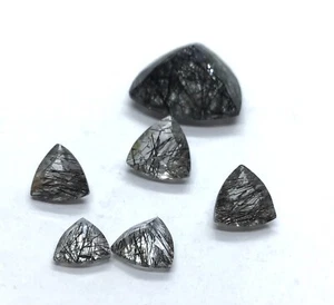 AAA Natural Black Rutile Trillion Cut Loose Gemstone For Making All Type Jewelry - Picture 1 of 23