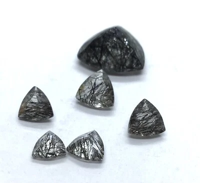 Piedras preciosas sueltas de corte billón de rutilo negro natural AAA para hacer todo tipo de joyas Foto 1 de 4