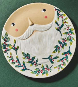 ANTHROPOLOGIE FOTINI TIKKOU HERR WEIHNACHTSMANN 3-D WEIHNACHTEN URLAUB STEINZEUG TELLER - Bild 1 von 6