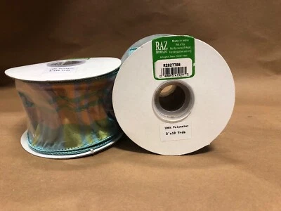 NEW! 2 Rolls Raz 3inx10yd Pastel Plaid Ribbon 100% Polyester. Spring Colors 😊 - Image 1 of 3