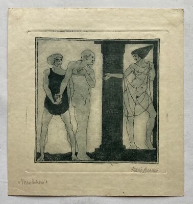 Radierung Symbolist Jugendstil Mateo Cristiani Menaechmi Komödie Plautus Akte - Bild 1 von 4