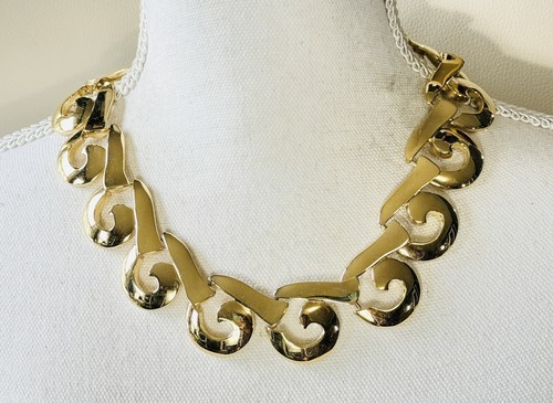 Collana Givenchy Tono Oro Link Passerella Collare Dichiarazione Firmata Vintage