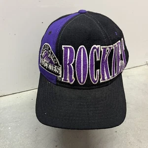 Vintage Colorado Rockies Baseball Starter Snapback Hat 90s MLB Tri Power - Picture 1 of 5