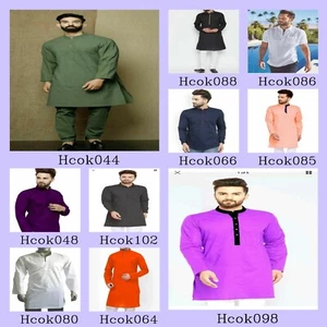 Camisas tradicionales para hombre Kurta only Top Camisa lisa para hombre Tela de algodón Kurta - Imagen 1 de 46