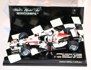 1/43 HONDA RACING F1 1ST WIN 2006 JENSEN BUTTON HUNGARY GP W/FIGURE MINICHAMPS - Picture 1 of 2
