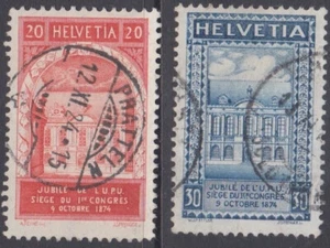 SUIZA Sc # 204-5 CPL USADO JUEGO DE 2 -UBICACIÓN del 1er CONGRESO DE LA UPU en BERN - Imagen 1 de 1