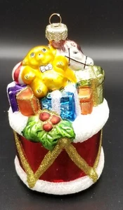 Toy Drum with Toys - Glass Ornament - Poland - 3.5 x 5.75 inches - Picture 1 of 8