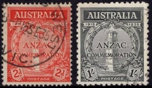 1935 Australia 20th Anniversary ANZAC Commemoration Set Of 2 Fine Used - Bild 1 von 1