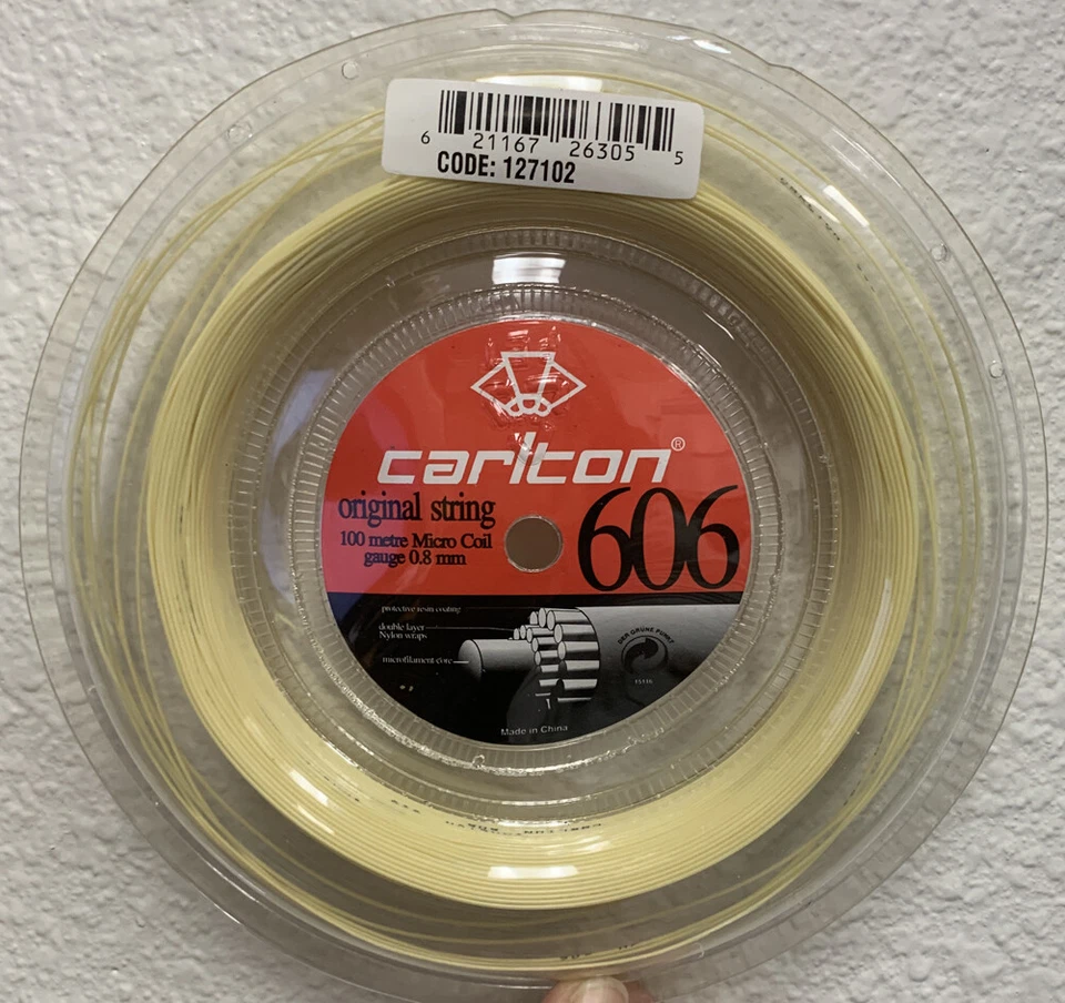 CARRETE CUERDA BÁDMINTON CARLTON 606 ORIGINAL (.80MM, 100 METROS) NATURAL NUEVO Foto 1 de 1