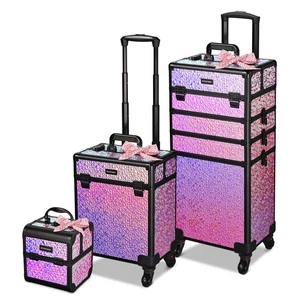 Byootique 3-teiliges Make-up Zug Koffer Kosmetik Organizer Kit Meerjungfrau Rosa Künstler - Bild 1 von 9