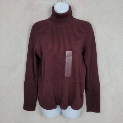 NWT Crazy Horse Liz Claiborne Turtleneck Sweater Women Large Maroon Knit Basics - Image 1 of 4