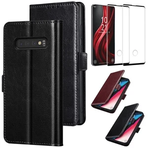 Funda tipo billetera de cuero/protector de pantalla de vidrio para Samsung S10/S10 Plus/S10e - Imagen 1 de 29