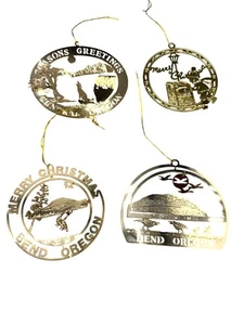 Vtg Set of Gold Metal Christmas Ornaments Bend Oregon - Picture 1 of 5