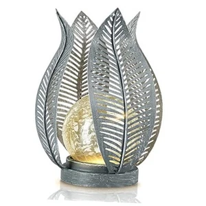 Solar Lights Outdoor Waterproof Garden Decor Crackle Glass Globe,Metal Yard - Picture 1 of 7