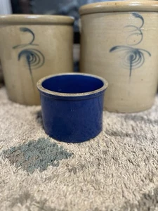 Antique Red Wing Pottery Stoneware Blue Butter Crock Vintage - Picture 1 of 6